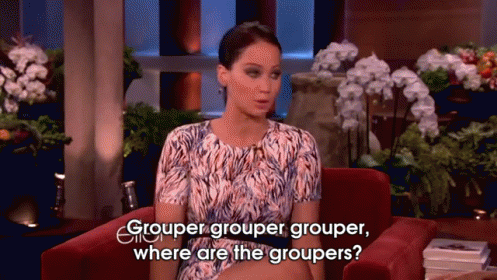 Swimming With Sharks, And Groupers. GIF - Jenniferlawrence Ellendegeneres Groupers GIFs