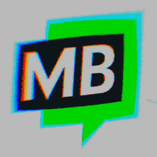 a blurry image of the mb logo on a green and black background