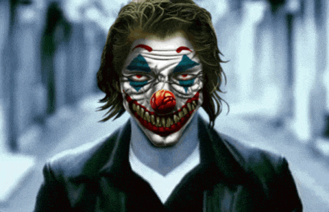a painting of a clown with a red nose