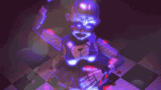 a computer generated image of a glowing robot