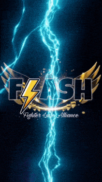 a logo for flash fighter into alliance with a lightning bolt