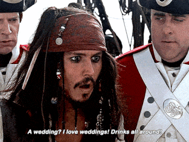Jack Sparrow Weddings GIF - Jack Sparrow Weddings Drinks All Around GIFs