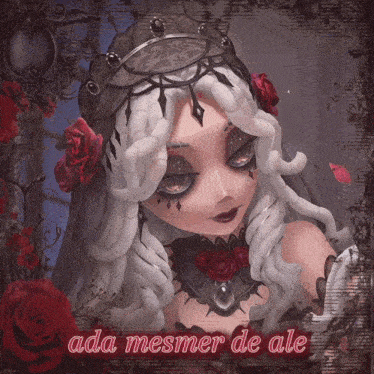 a drawing of a woman with the words ada mesmer de ale below her