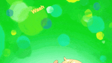 a cartoon of a girl laying on the floor with the word waah behind her