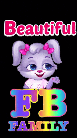 a picture of a cartoon bunny with the words beautiful fb family below it