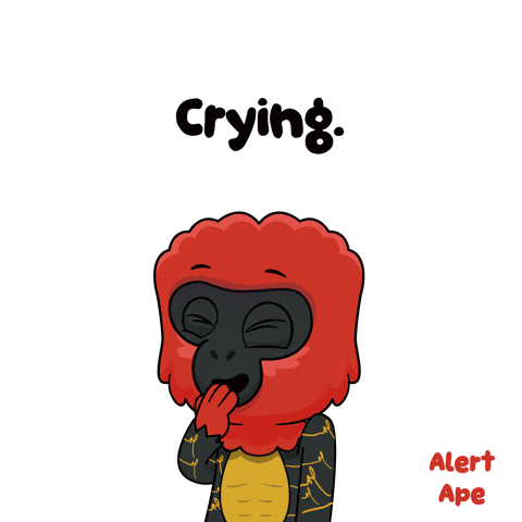 a cartoon of a monkey with the word crying above him