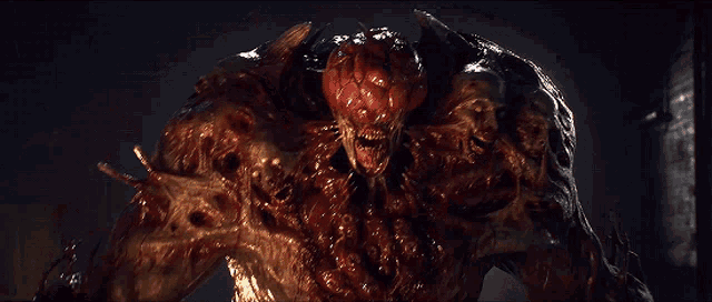 a close up of a monster with blood coming out of it