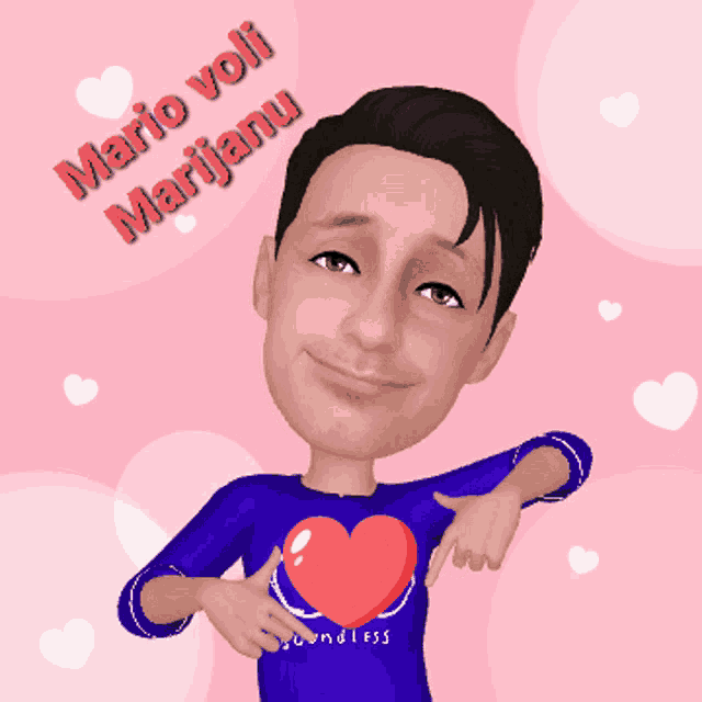 a cartoon of a man with mario voli marijanu written on the top