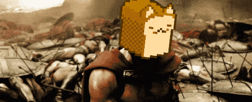 a pixel art drawing of a man with a cat face on his head