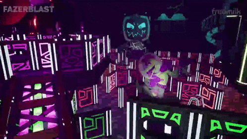 a glow in the dark room with fazerblast written on the bottom right