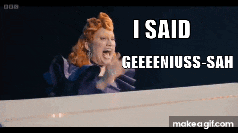 a woman is sitting at a piano with her mouth open and a caption that says i said geeeniuss-sah .