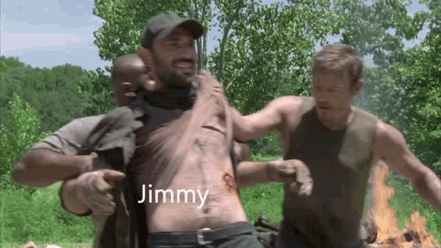 a man with jimmy written on his shirt