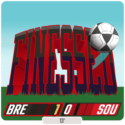 an illustration of a soccer game with the score of 1-0