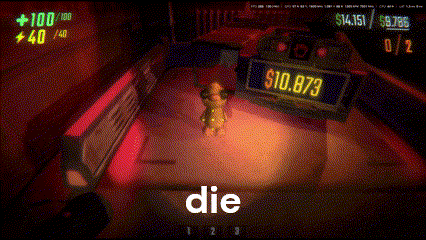 a screenshot of a video game that says die on the bottom