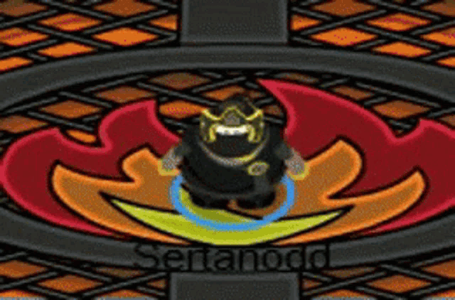 a cartoon character is surrounded by flames and the name sertanoon is on the bottom right