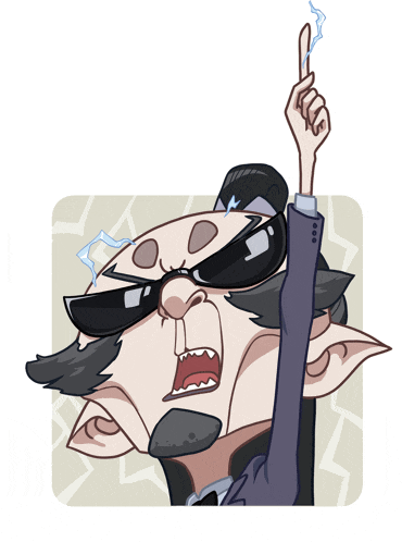 a cartoon of a man wearing sunglasses and a suit raising his finger