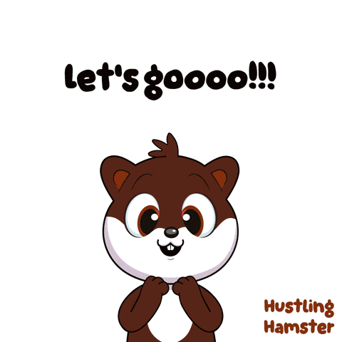 a cartoon of a hamster saying let 's goooo !!!