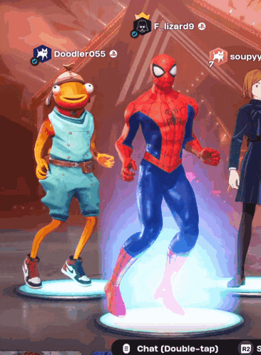 a screenshot of a video game shows a spider man and a fishman
