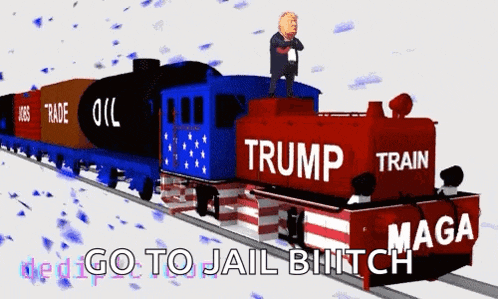 a train that says trump train on the front