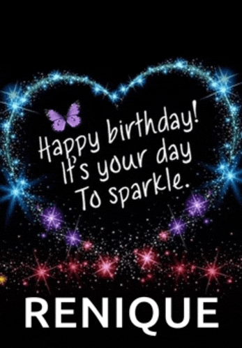 a birthday card for renique with a heart made out of stars