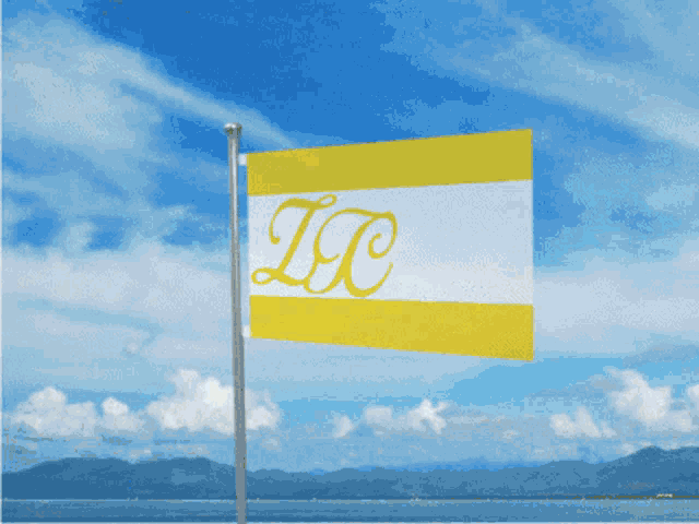 a flag with the letter lc on it