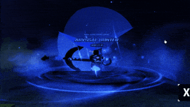 a computer screen shows a blue light coming out of a circle with the word hunter on it