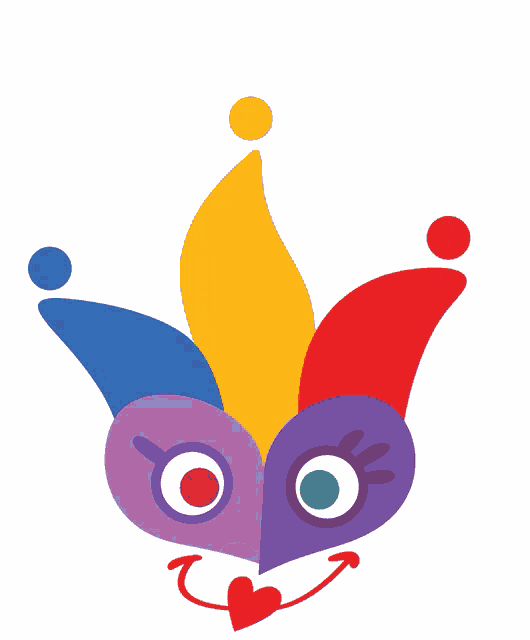 a cartoon drawing of a jester with a surprised expression on his face