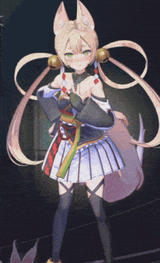a drawing of a girl with a fox tail