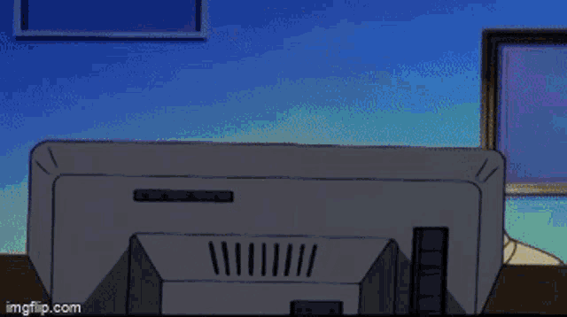 a cartoon character is sitting in front of a computer monitor with imgflip.com at the bottom of the screen