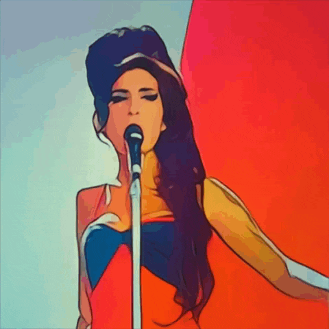 a woman singing into a microphone in a cartoon