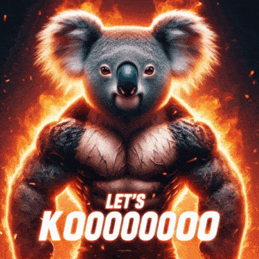 a picture of a koala bear with the words let 's k000000