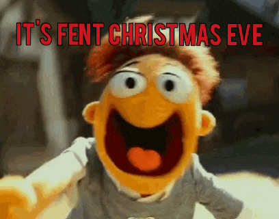 a muppet says it 's fent christmas eve with his mouth wide open