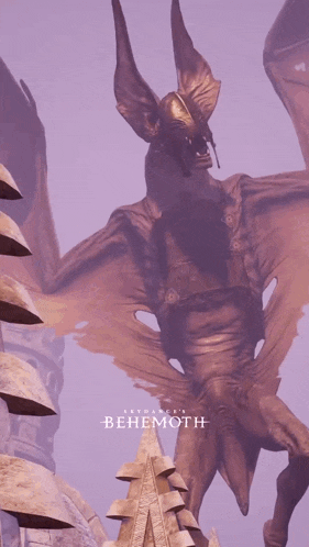 a statue of a bat with the word behemoth on the bottom