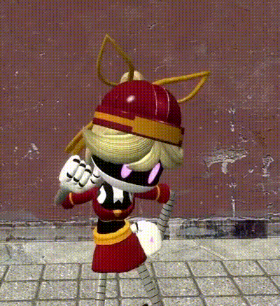 a cartoon character is wearing a red hat and a red dress .