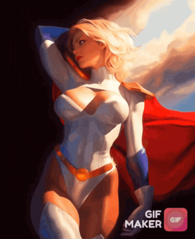 a woman in a superhero costume is displayed on a gif maker screen