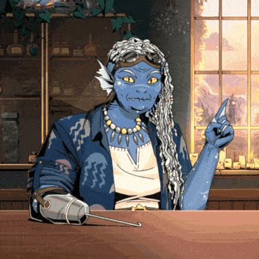 a cartoon drawing of a woman with dreadlocks and a fish face
