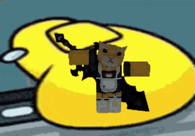 a cartoon cat dressed as a maid is holding a sword