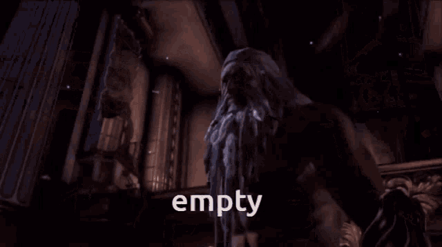a statue of a man with a beard and the word empty in the corner