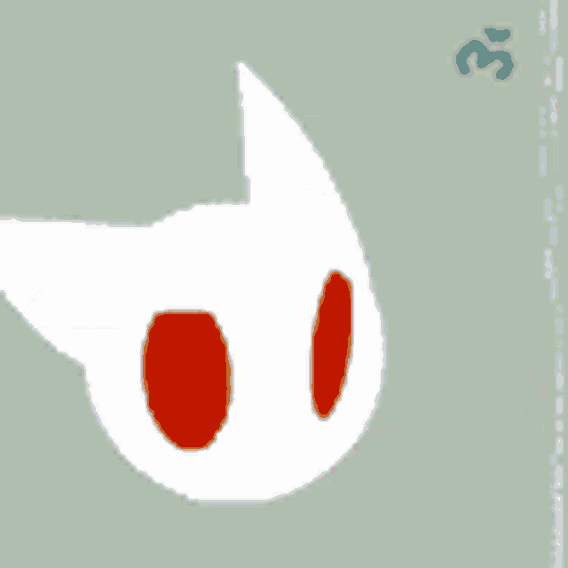 a white cartoon character with a blue tongue coming out of it 's mouth .
