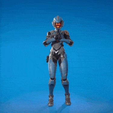 a video game character with a helmet that has a face on it