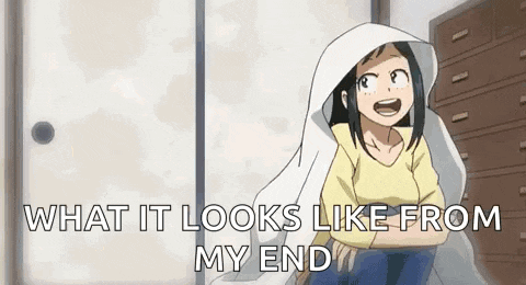 a girl from my hero academia is sitting under a blanket in a room with a blanket on her head .