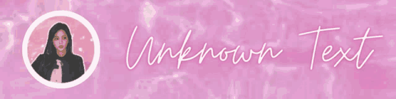 a pink banner with a picture of a woman and the words unknown text