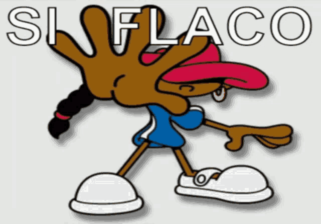 a cartoon character with a red hat and the word sinflaco behind him