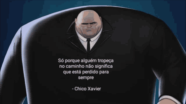 a cartoon of a man in a suit and tie with a quote by chico xavier