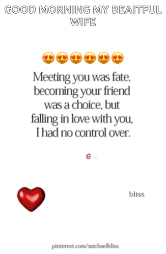 a good morning message to a beautiful wife with a quote about falling in love with you