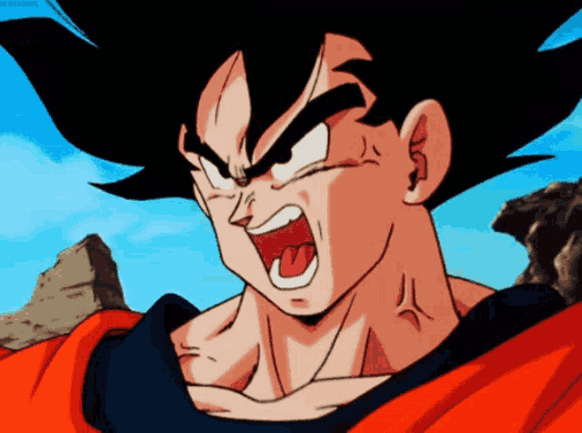 a close up of a cartoon character with his mouth open and his tongue sticking out