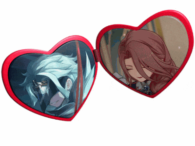 a pair of heart shaped sunglasses with a man and a woman in them