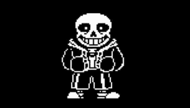 a black and white drawing of a skeleton with bones and a smile on a black background .