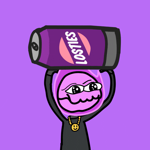 a cartoon character holding a can of losties