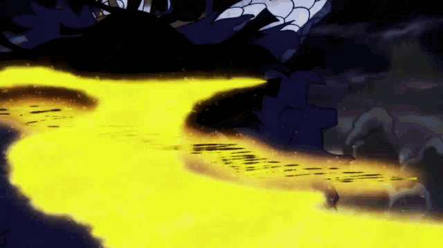 a cartoon character is flying through the air with a yellow flame behind him
